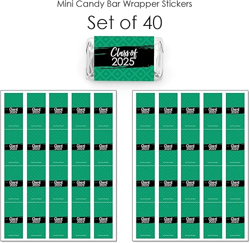 Miniatura 3 de Big Dot of Happiness Fiesta de graduación verde 2024  Mini pegatinas de barra de caramelo  Pequeños recuerdos  40 unidades