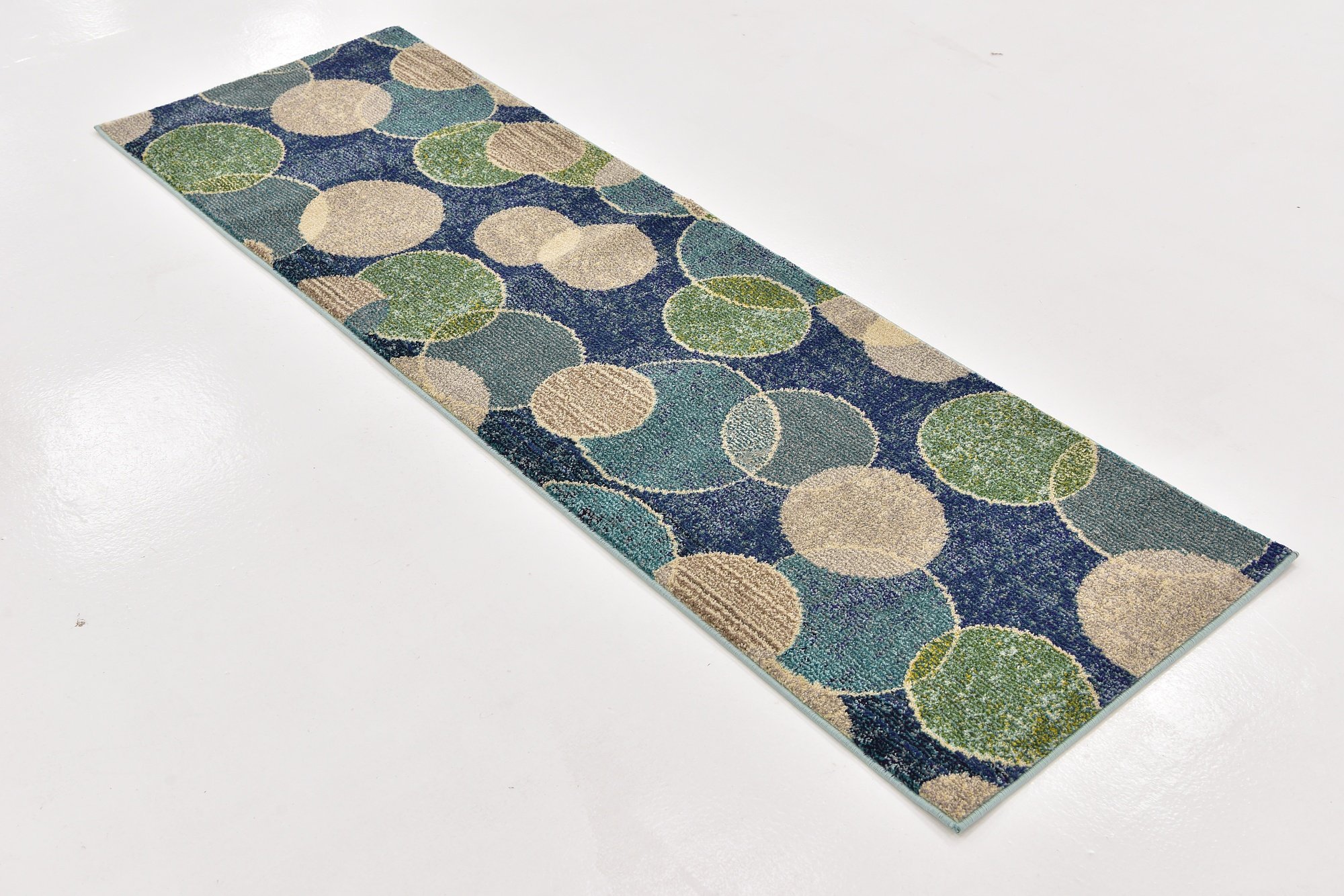 Unique Loom Chromatic Collection Modern Bokeh & Vibrant Abstract Area Rug for Any Home Décor, 2 ft 2 in x 6 ft 7 in Runner, Navy Blue/Beige