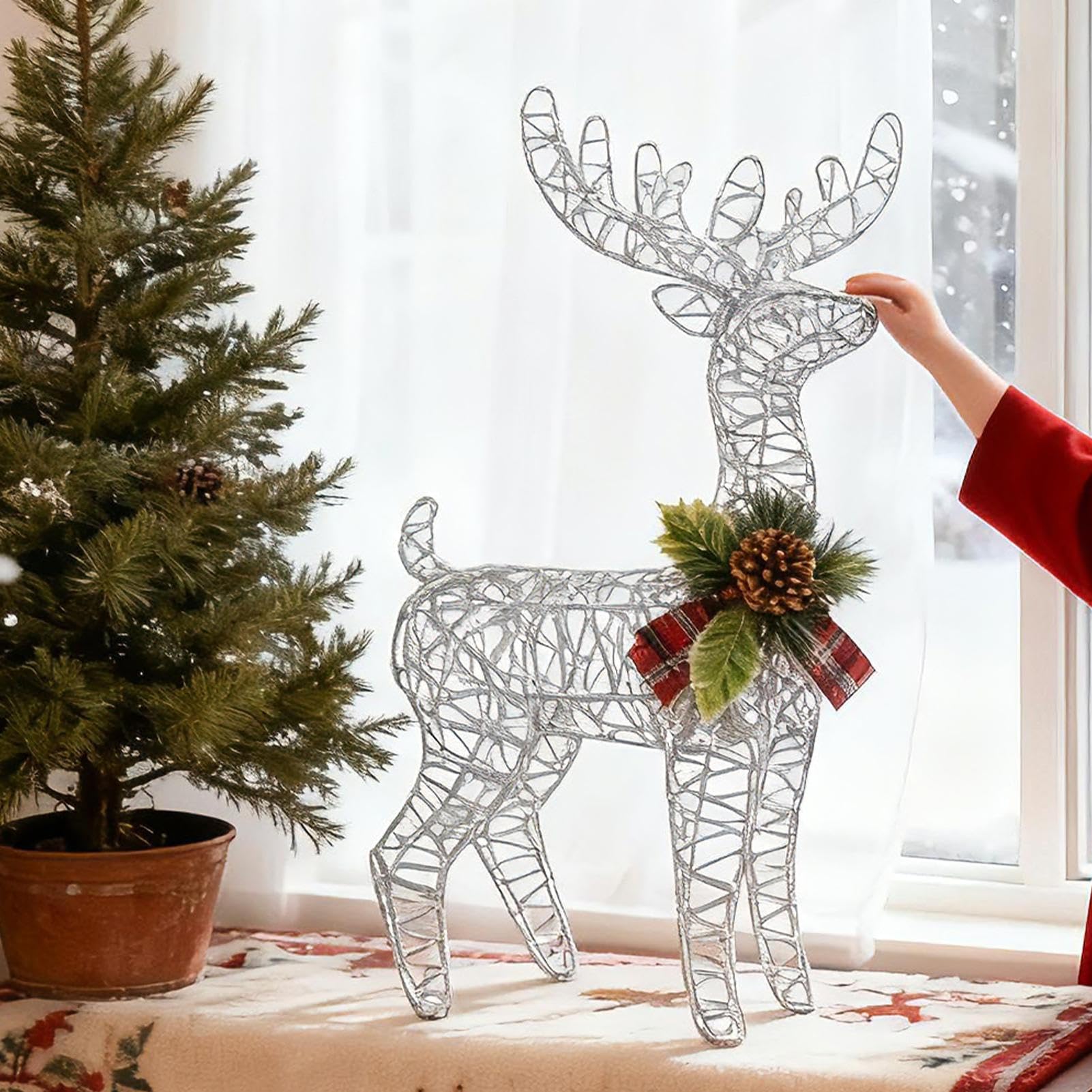 Figuritas De De Navidad Festivo De Metal Iluminado | Decoracion Navideña De Para Sala De Estar Interior Hogar Navideño Exterior Familia Entrada Festival Repisa