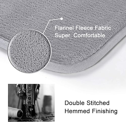 Miniatura 3 de H.VERSAILTEX Juego de tapetes de baño de espuma viscoelástica, juego de alfombras de baño de franela aterciopelada, lujosas, extra suaves y