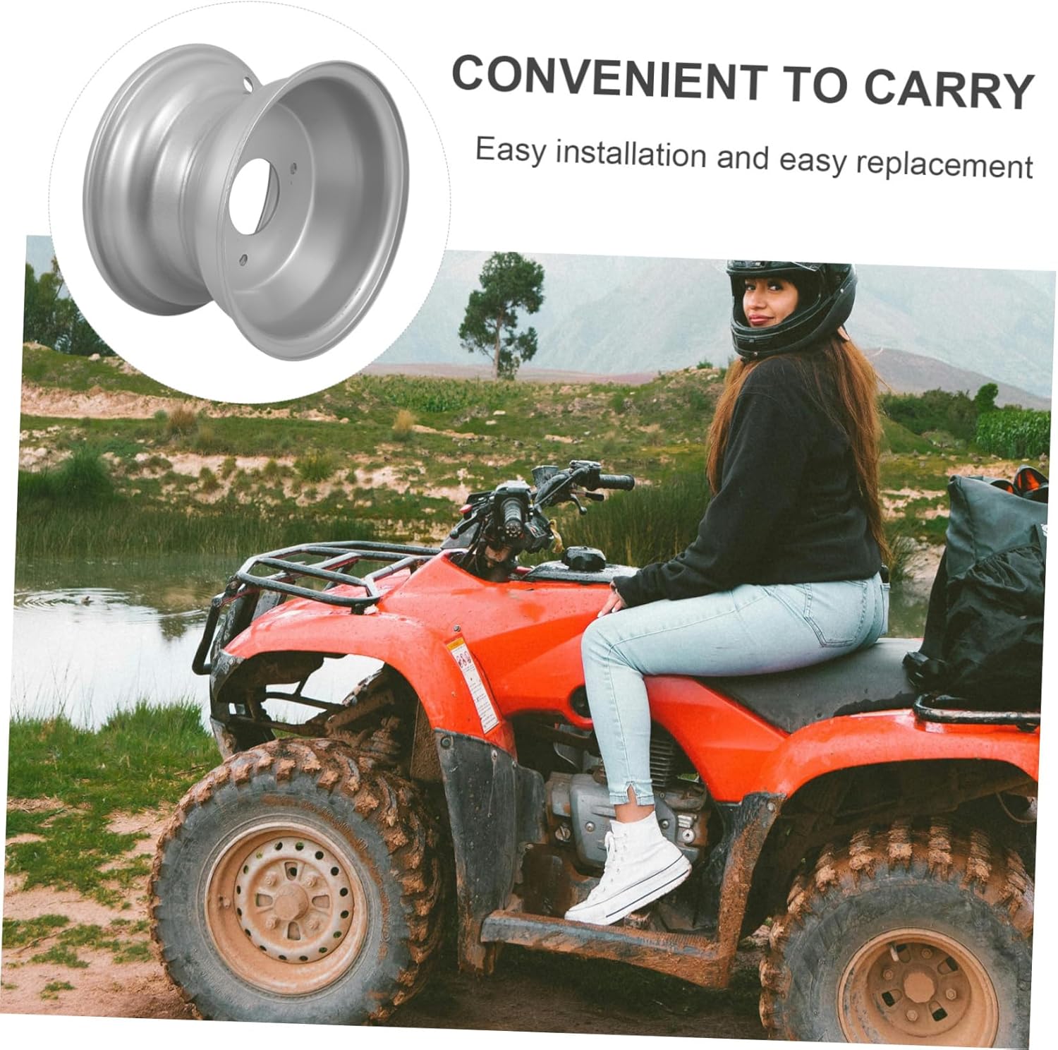 3holes Atv Wheel Rim Replacement Part Material for Atv Enhanced Stability and Control for Off-road Use Easy Installation and Performance