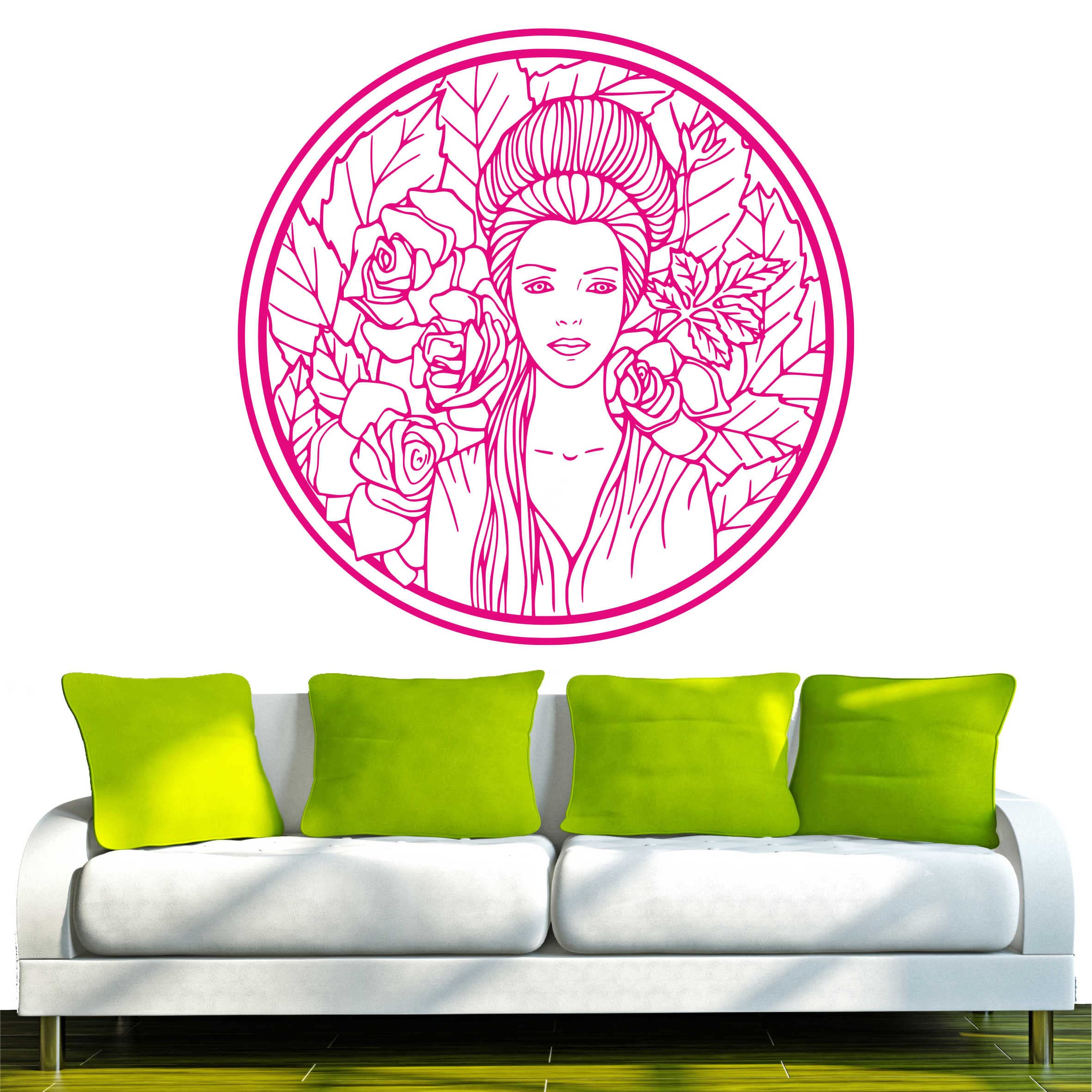 INDIGOS UG - Decalcomanie da muro - adesivi da parete - Murale - f64, floreale, 120 x 77 cm - Rosa - Decorazione per soggiorno, camera dei bambini, ufficio, scuola