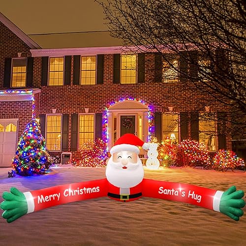 Vista 50 de Inflables de Navidad de 9.5 pies, decoraciones al aire libre, Papá Noel en trineo con 3 renos inflables de Navidad con luces LED integradas