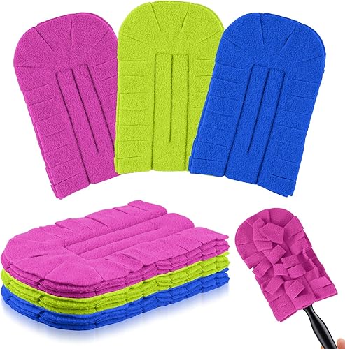 Miniatura 33 de Zubebe 12 piezas de repuesto de plumero de forro polar reutilizables, plumeros planos de plumas, almohadillas de limpieza lavables para múltiples