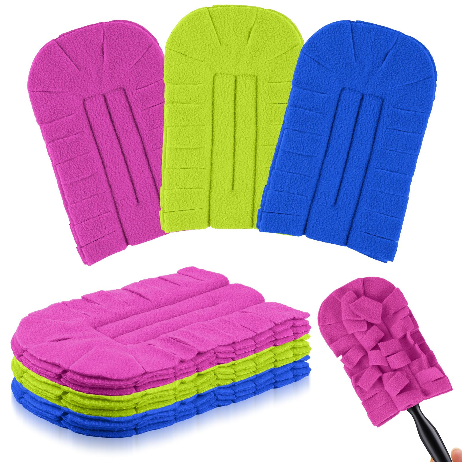 3 Pcs Reusable Duster Refills Washable Pads, Rose Red,Green, Blue