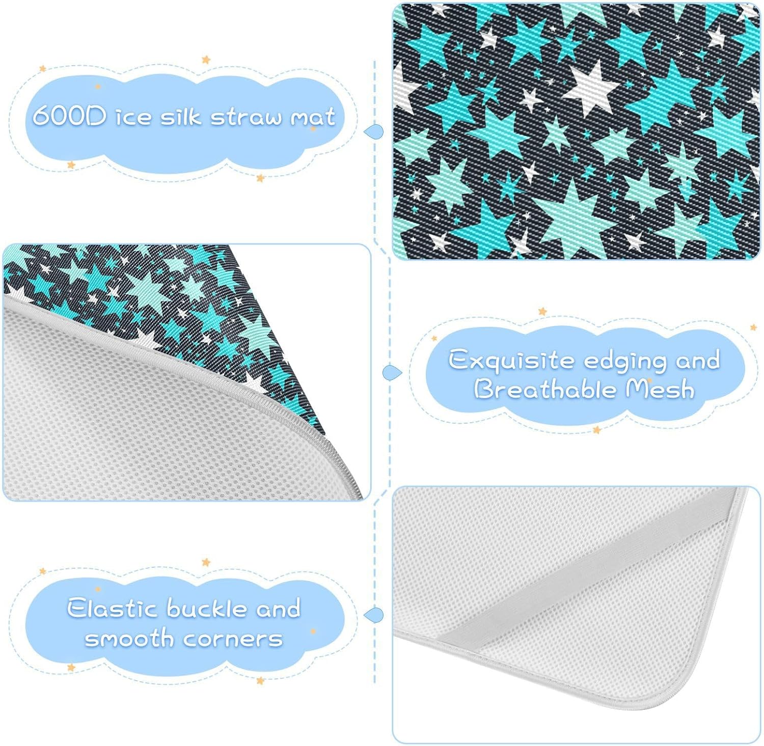 Fashion Turquoise Stars Dark Blue Cooling Baby Mattress Protector Crib 28" x 52" Reusable Bed Pads Disposable for Toddler