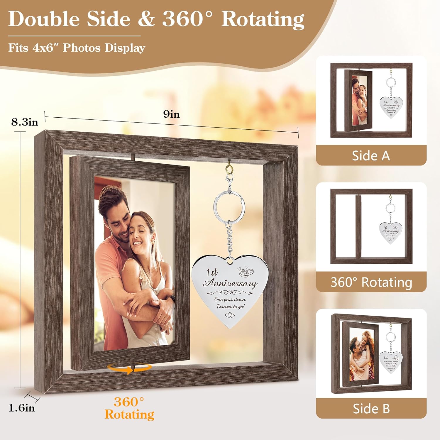 1 YearAnniversary Picture Frame Gifts for Couple 1 Year Anniversary Paper Gifts for Girlfriend One Year Anniversary Picture Frame for Wife Happy 1 Year Anniversary Decorations Gift for Couple - Image 4
