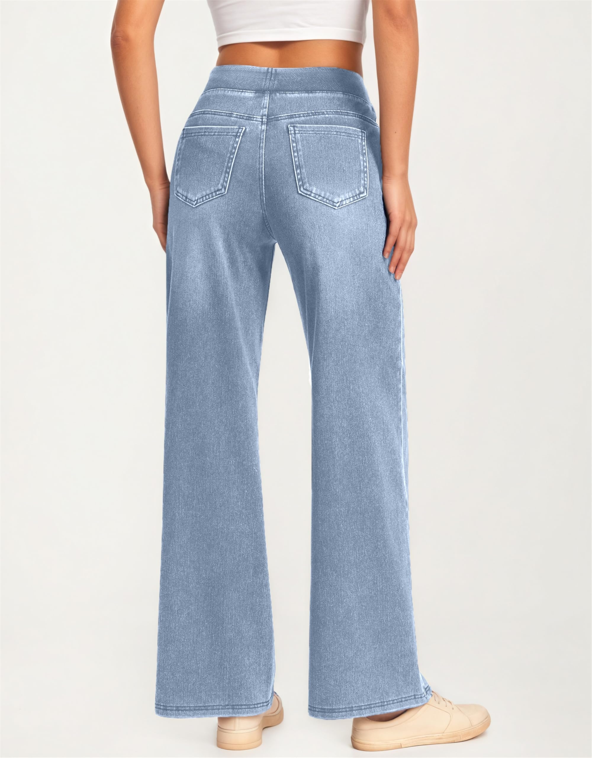 Oyamiki Jeans Damen Baggy High Waist Denim Weites Bein Hose Straight Leg Jeanshose mit 4 Taschen Bequeme Stretch Damenjeans