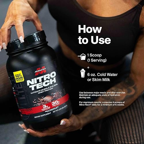 Miniatura 7 de MuscleTech Nitro-Tech - Proteína aislada y péptidos de suero de leche en polvo  creatina pganancia y construcción muscular phombre y mujer nutrición