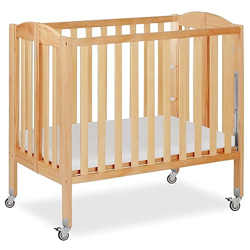 Dream On Me Cuna lateral mini para bebé 3 en 1 plegable, portátil y estacionaria en natural con colchón, certificado GreenGuard Gold y JPMA, se usa