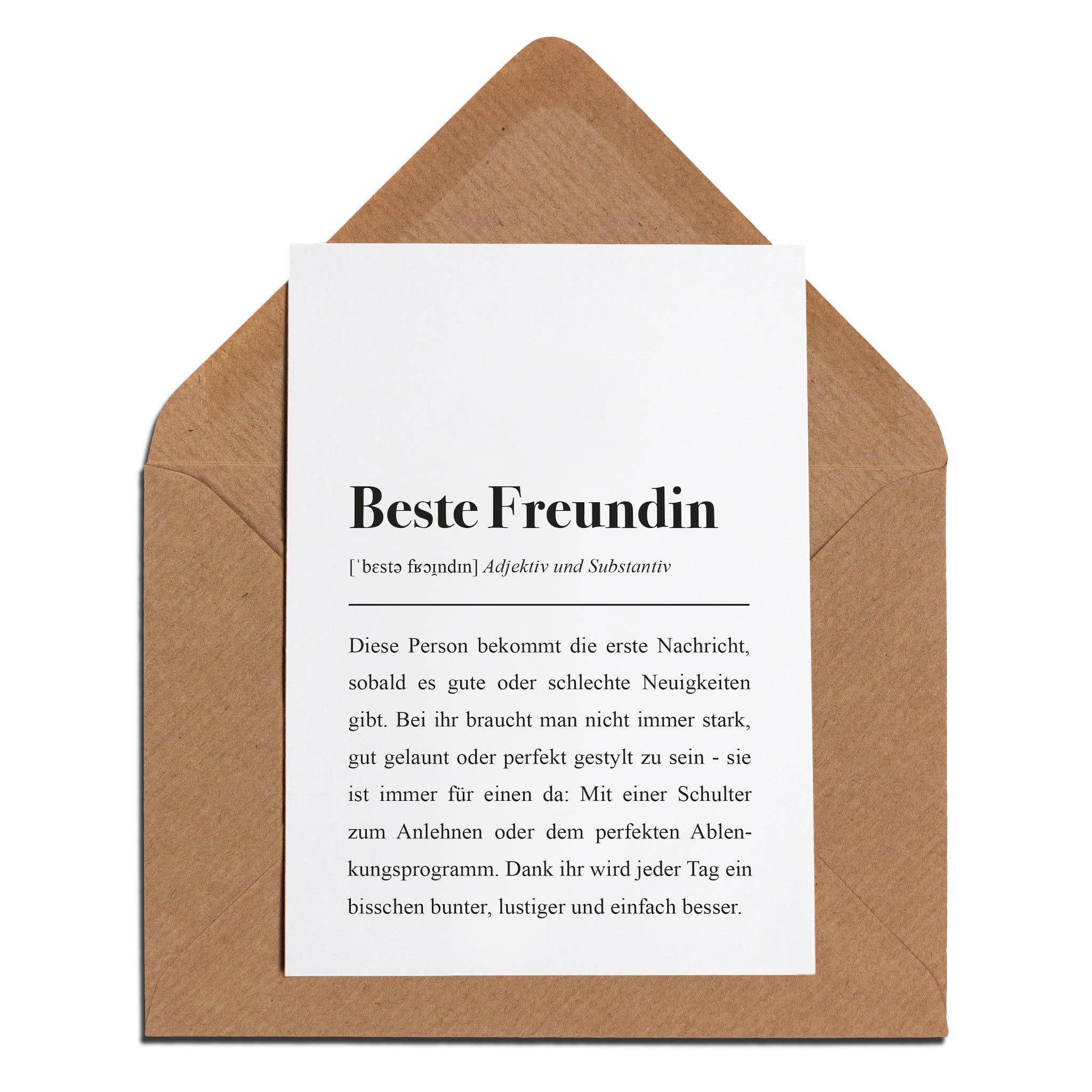 Beste Freundin Definition: Grußkarte mit Umschlag