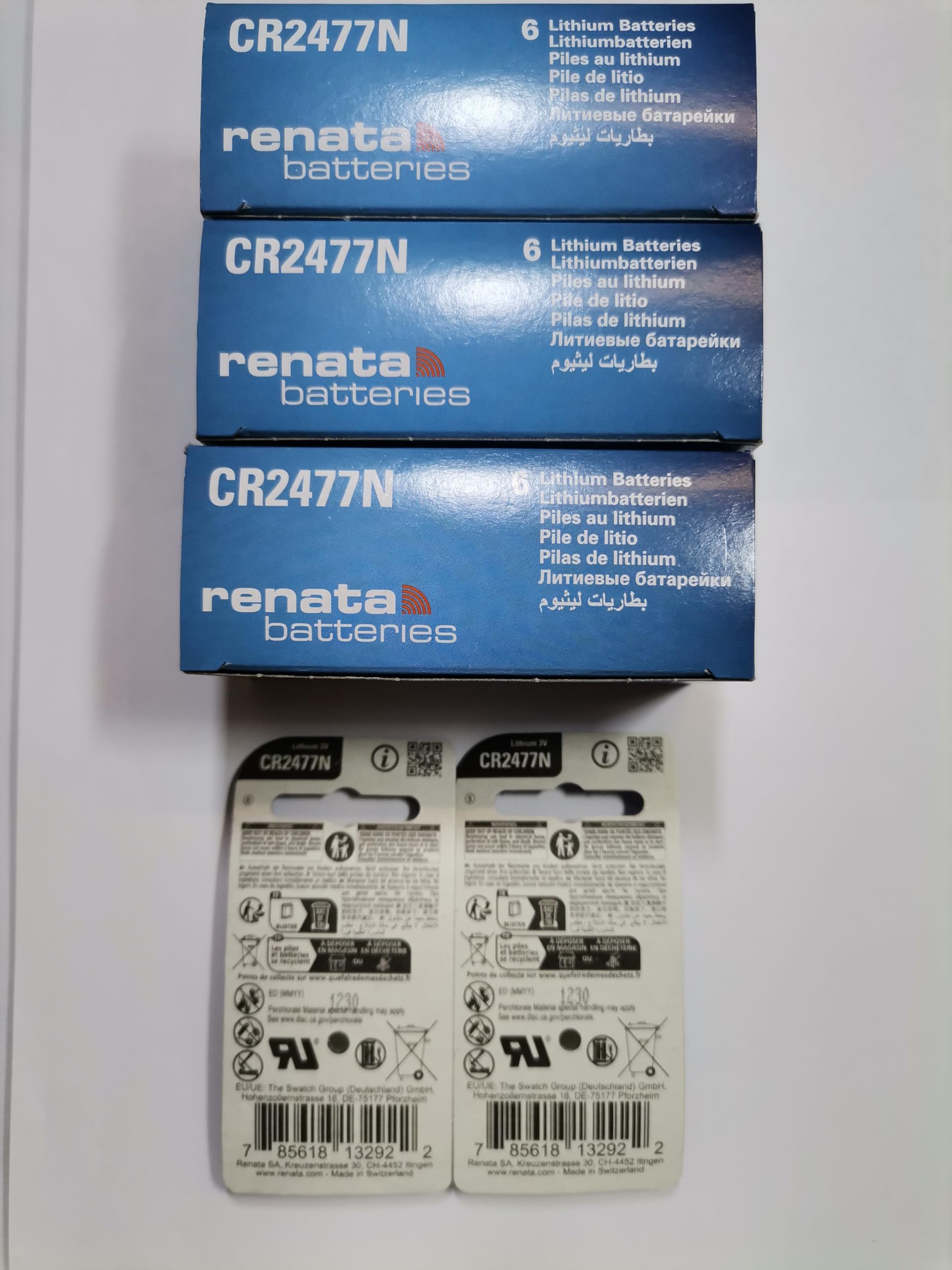 – Lote de 20 pilas Renata CR2477 N litio 3 V