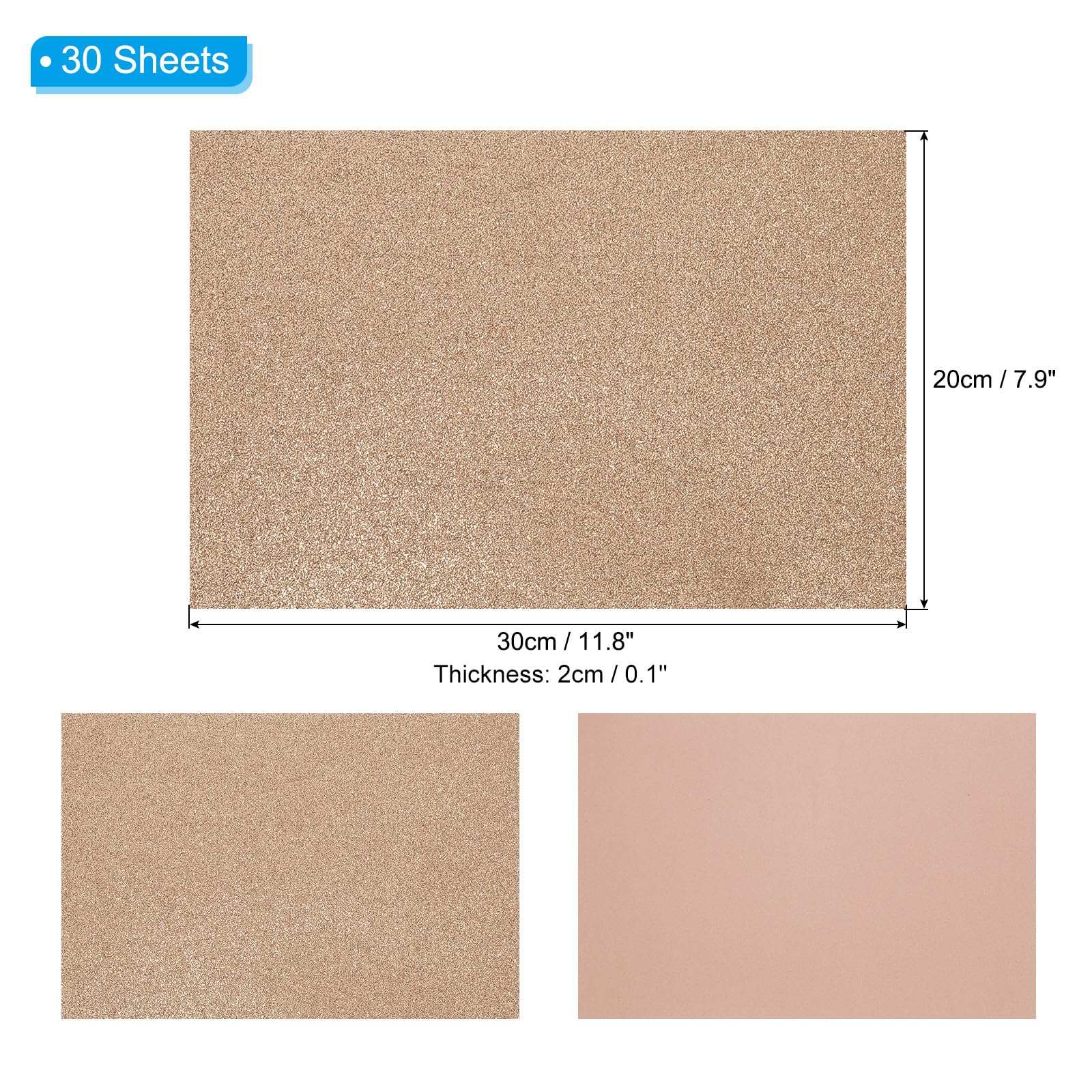 PATIKIL 30Sheets Brown EVA Glitter Foam Sheet 11.8 x 7.9 Inch 2mm Thick Sparkle Craft Foam Sheet for Crafts DIY Project - Image 2