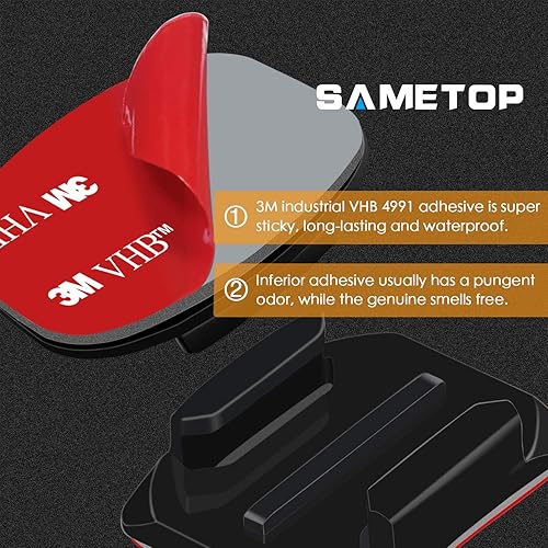 Miniatura 3 de Sametop Soportes adhesivos para casco de montaje plano curvado 3M compatible con GoPro Hero 11, 10, 9, 8, 7, 6, 5, 4, session, 3+, 3, 2, 1, Hero