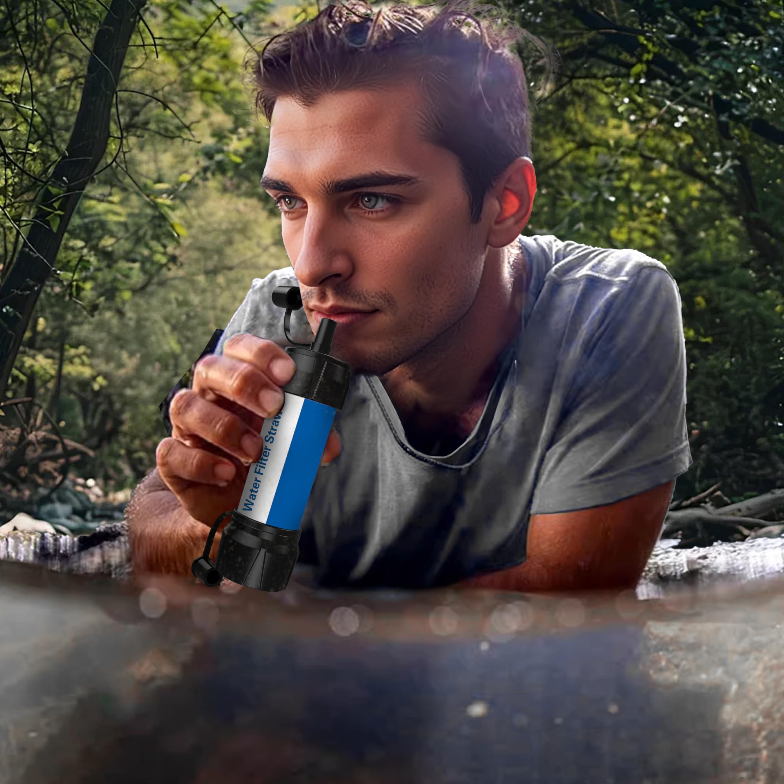 Mini filtro acqua da viaggio, filtro acqua portatile per escursioni, campeggio e viaggi all'aperto, arancione + blu + verde + rosso
