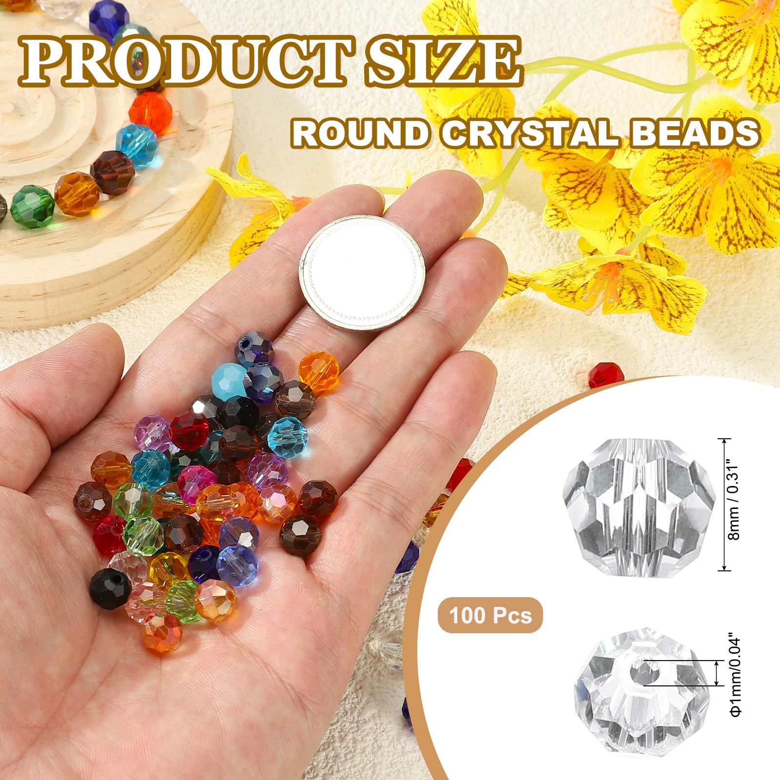 PATIKIL 8mm Round Crystal Beads - Image 2