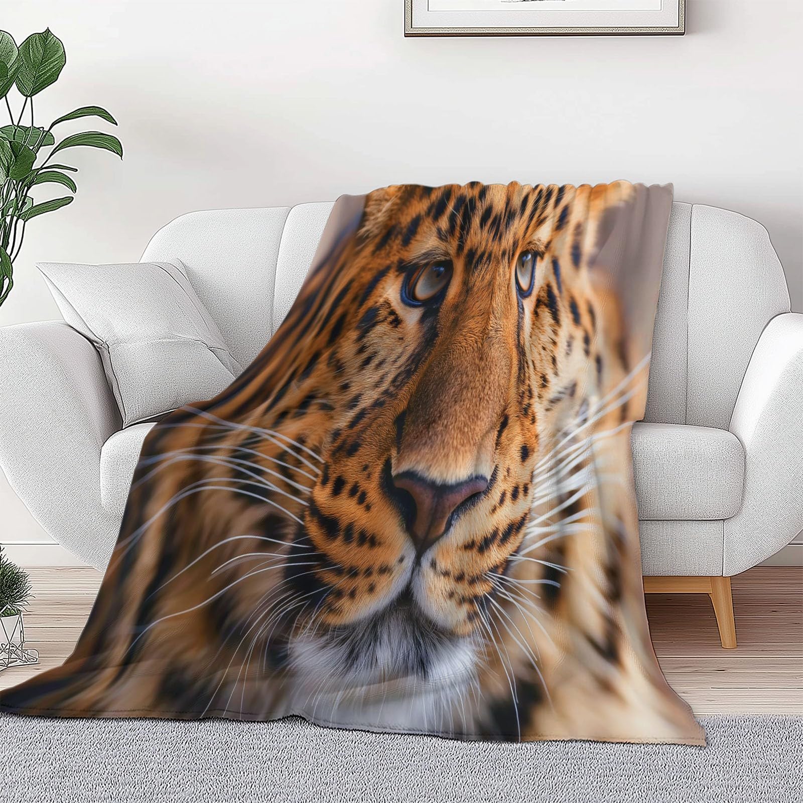 Sztuka fotografia zwierzęta lamparty narzuta koc dla dzieci, portret zwierzęcia, miękki, przytulny, puszysty koc flanelowy dla dziewcząt, 220 x 240 cm, ciepła pościel polarowa na sofę, kanapę, prezent