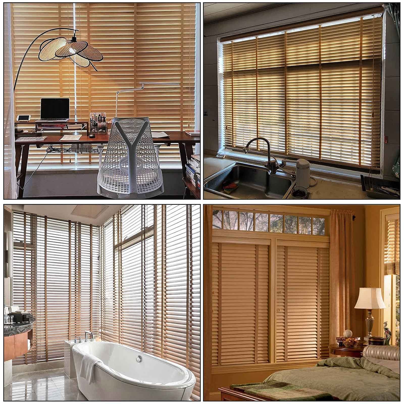 Holz Fensterjalousien, Massivholz Venezianische Jalousie, Horizontal Jalousette Für Fenster/türen, Sichtschutzrollos, 50-150cm/20-59in Breit,WxH-150x150cm/59 * 59in