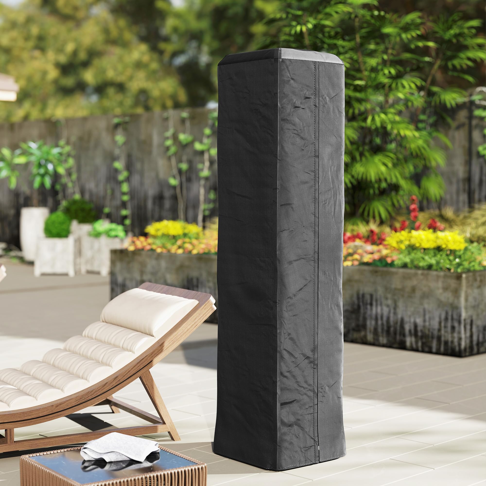 Outsunny Cubierta resistente para calentador de patio, pirámide de gas, protector de longitud completa, tela Oxford UPF 30+ con cremallera, color negro