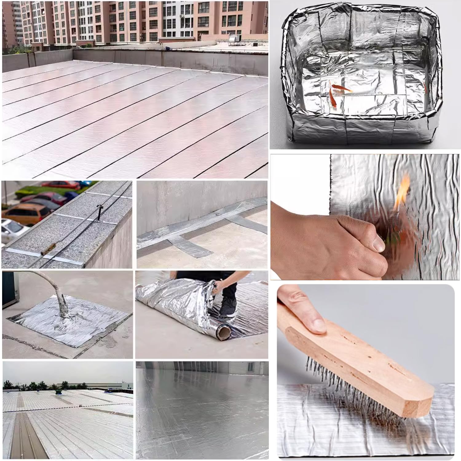 Cinta de Bituminosa Impermeable Autoadhesiva,Cinta de Aluminio Cinta de Sellado Reparación para goteras o grietas,Para Caravanas,Techo,Ventana,Plata (60cm x 2m)