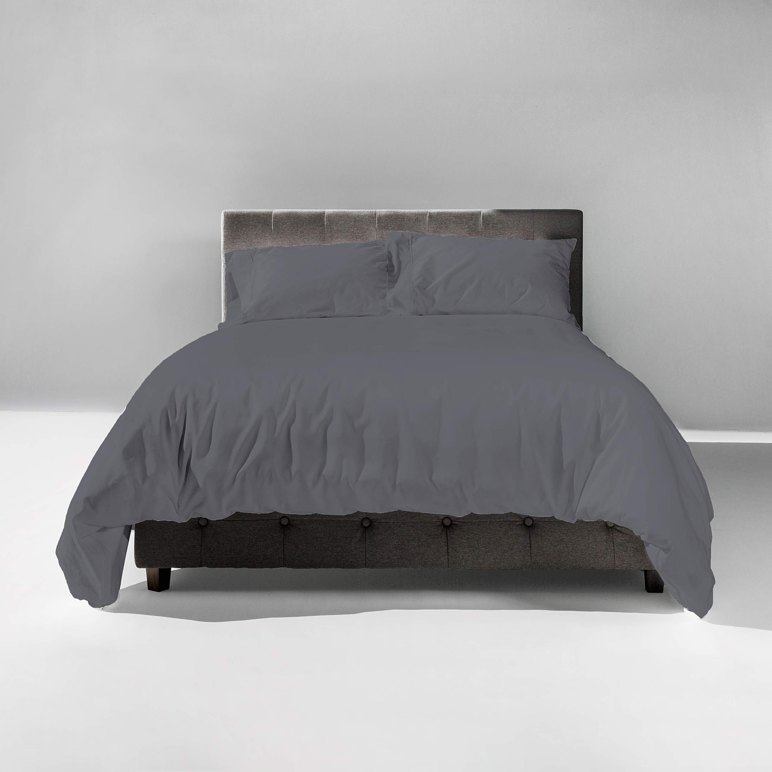 QuickZip Duvet Cover with Zipper Closure โ Ultra Soft Long-Staple 100% Cotton, Oeko-Tex Certified, Durable Interior Corner Ties, Corner Clips (King/Cal King (1 Piece), Slate Gray (Sateen))