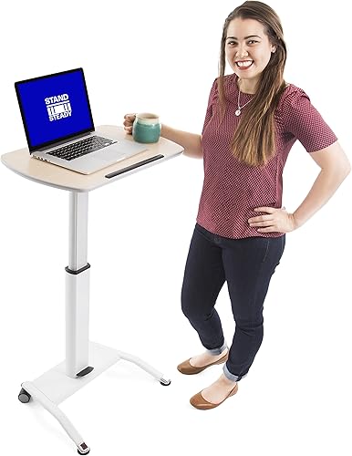 Stand Steady Podio móvil ajustable de altura e inclinación, soporte portátil para laptop con ruedas, escritorio de computadora rodante y estación de