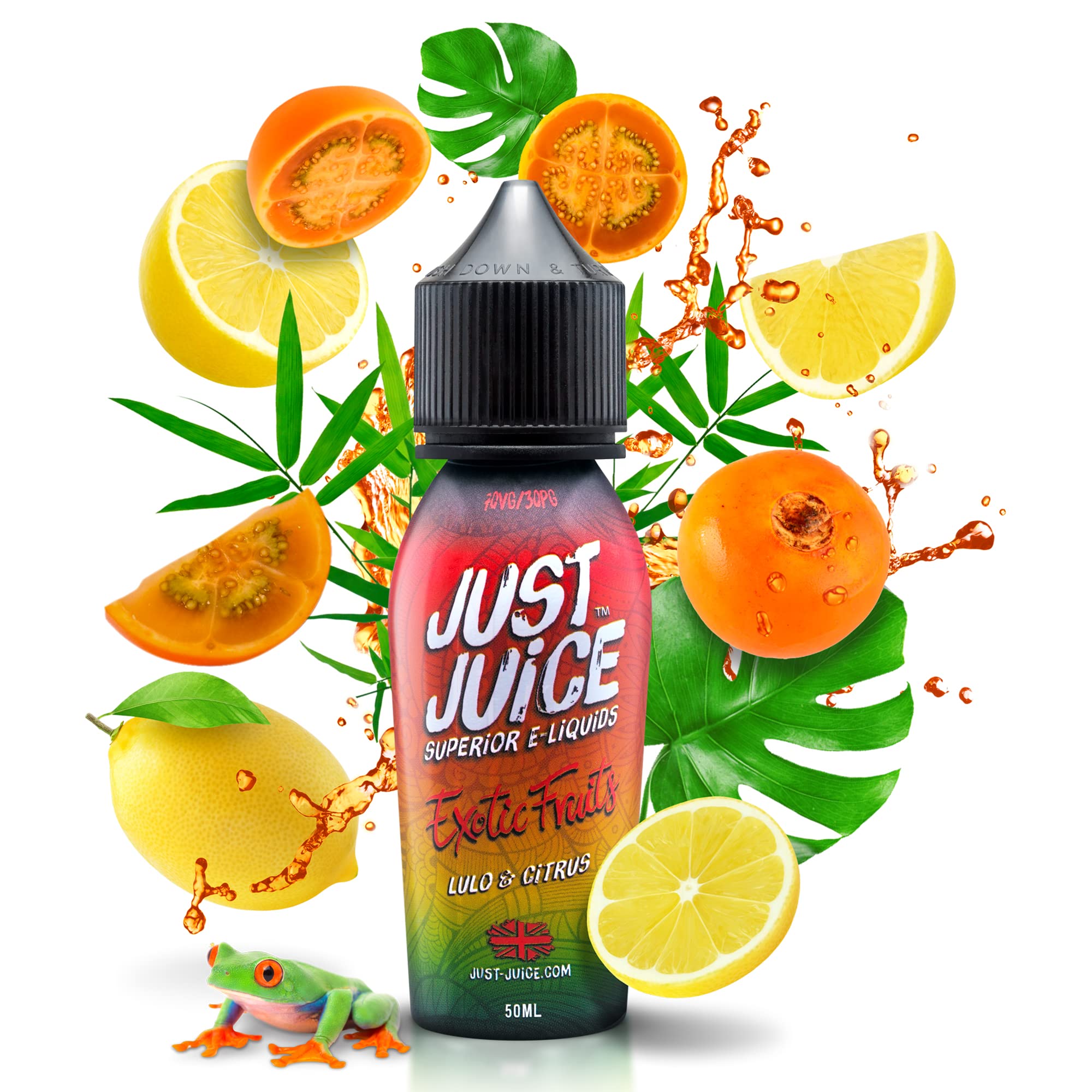Just Juice Vape Liquid with No Nicotine, 50ml 0mg Shortfill Eliquid, 70/30 Vape Juice in 60ml Bottle, Space for 10ml of Nicotine Shot or Nic Salts, Fruity E Liquid, Lulo & Citrus