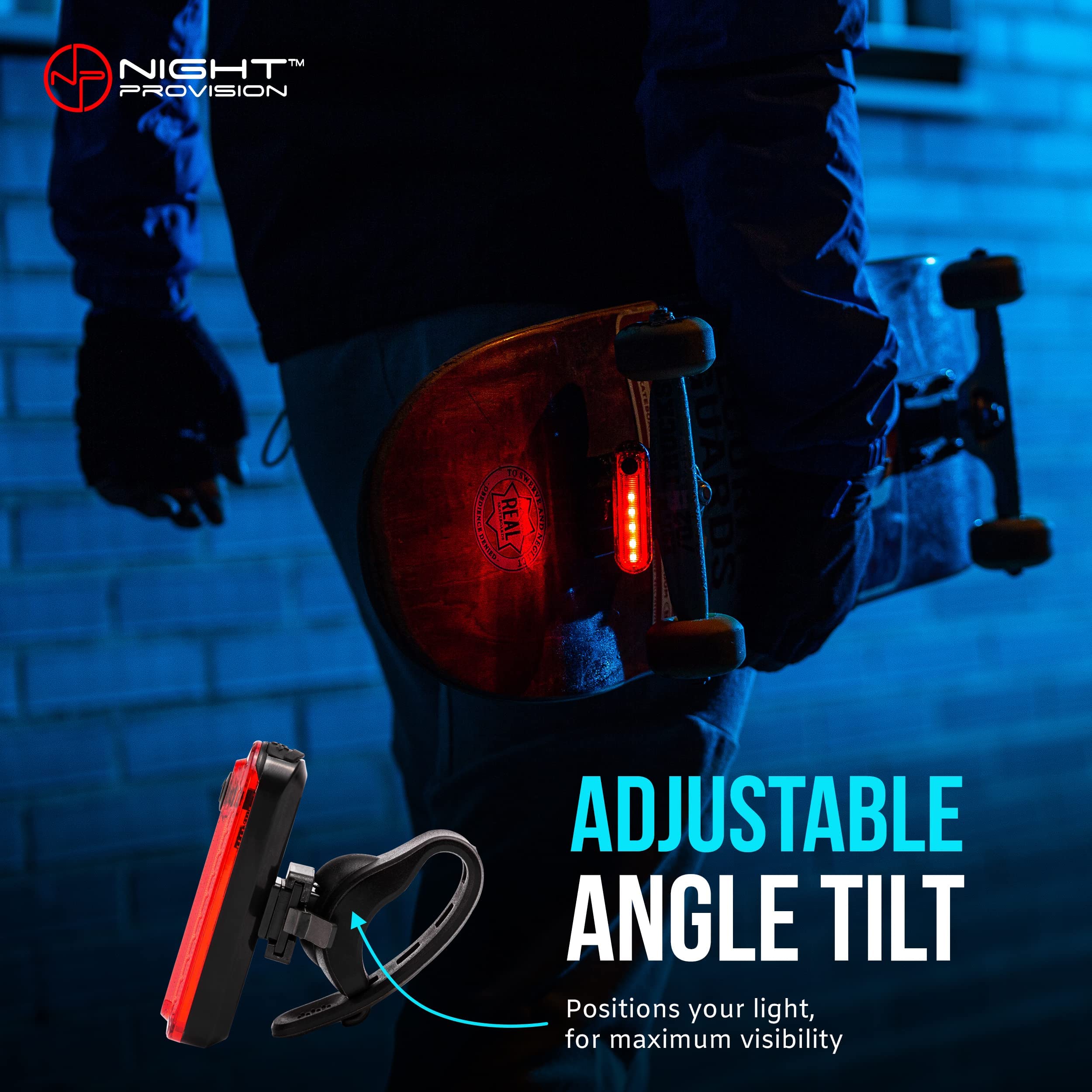 KIT-R1 Lot de 2 feux arrière de vélo LED rechargeables par USB 330 mAh 4 modes