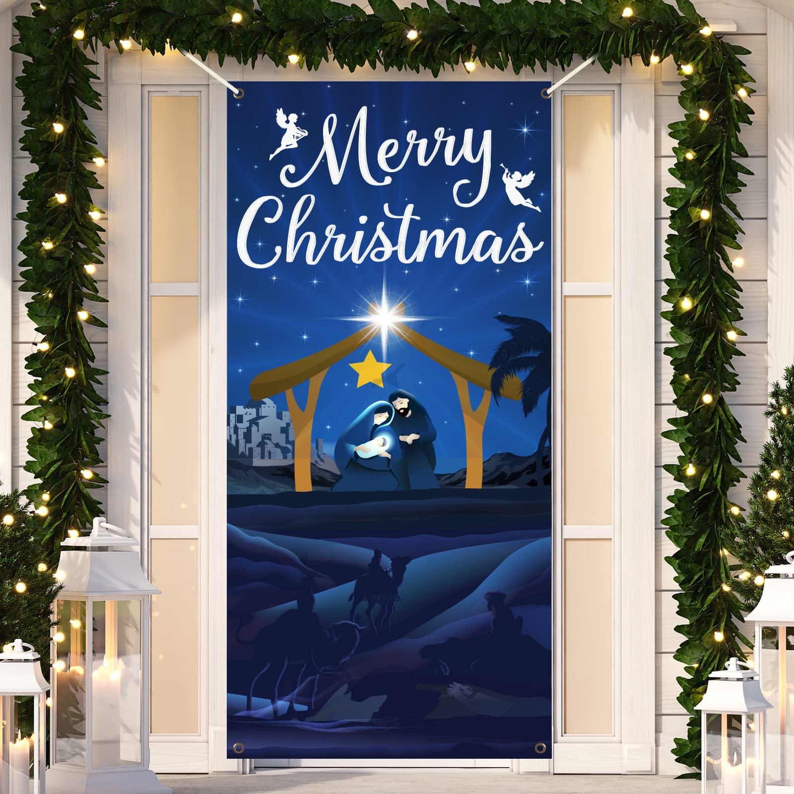 gisgfim Christmas Door Cover Decorations Xmas Elf Door Decorations Sign Front Door or Indoor Home Decor Backdrop for Merry Christmas Winter Holiday Party Supplies