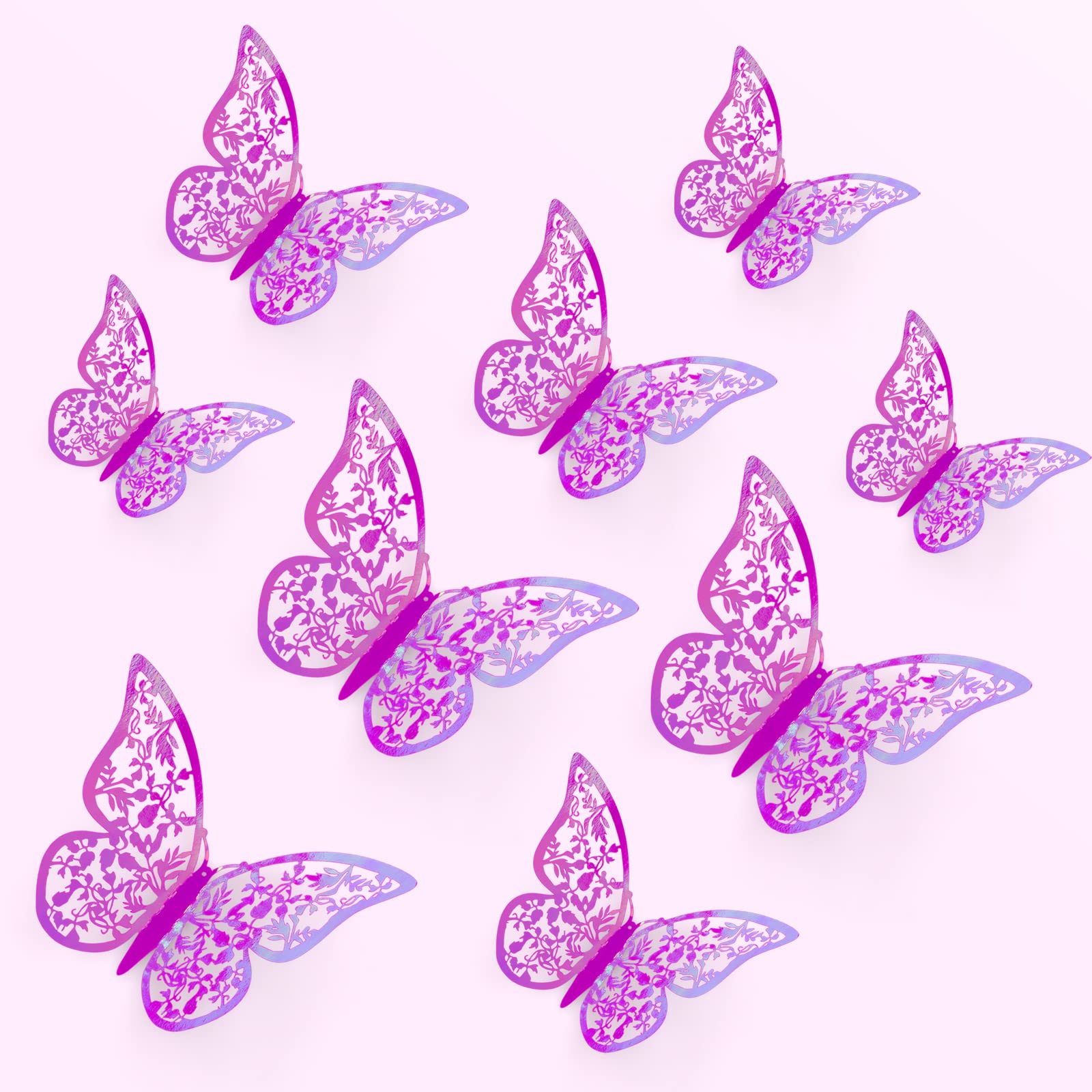 Zhenle 36Pcs 3D Butterfly Wall Sticker 3 Sizes Butterfly Wall Decals Butterflies Stickers for Walls Bedroom Party Wedding Decors(Purple), Natural
