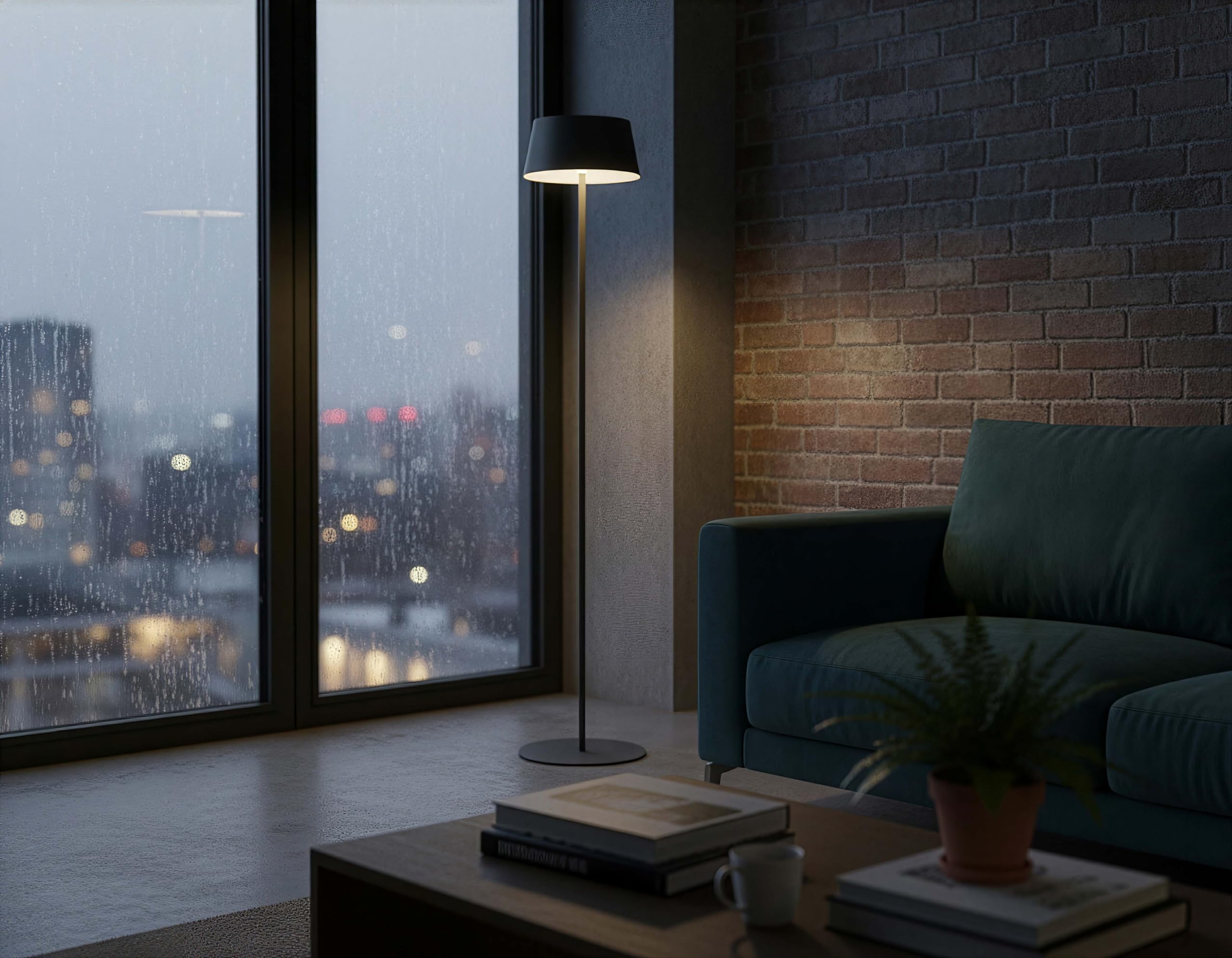 Northpoint Akku LED Stehleuchte dimmbar kabellos höhenverstellbar 120cm warmweiß Stehlampe Metall Schwarz