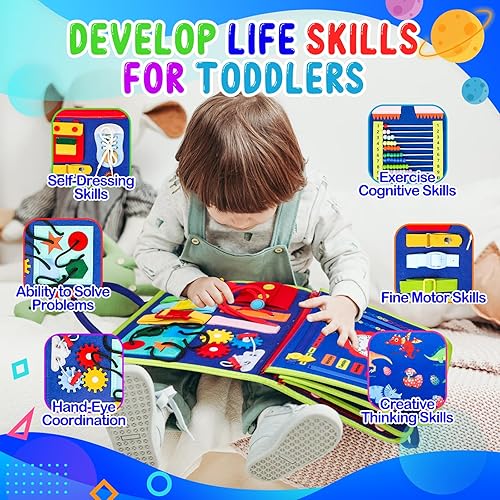 Miniatura 2 de Xiauodo Tablero de actividades Montessori para niños pequeños, juguete educativo para desarrollar actividades sensoriales para aprender habilidades