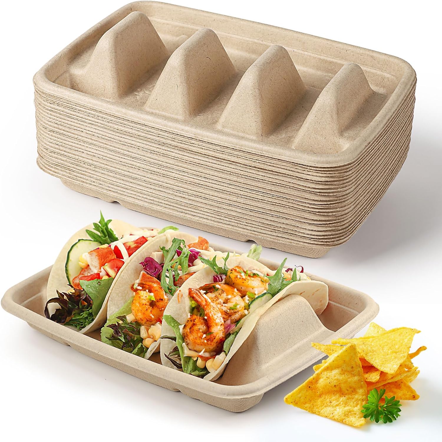 Gezond Compostable Taco Holder Disposable Taco Plates 20 Pack Taco Rack