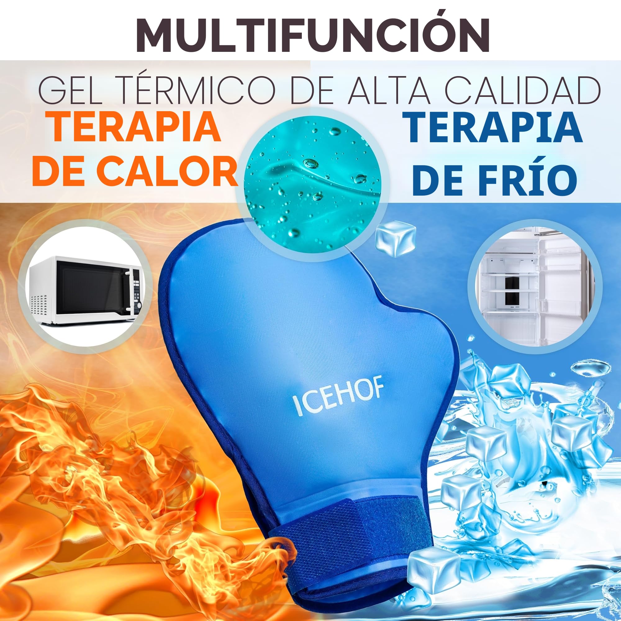 ICEHOF Guantes de refrigeración [2X] Tejido suave – Guantes refrescantes para manos/dedos para quimioterapia/reumatismo – Guantes de gel para el frío