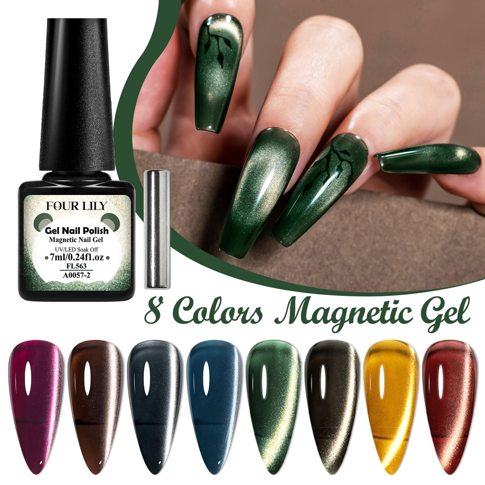 Amazon.com: Four Lily Magnetic Cat Eye Gel Nail Polish Set, 8