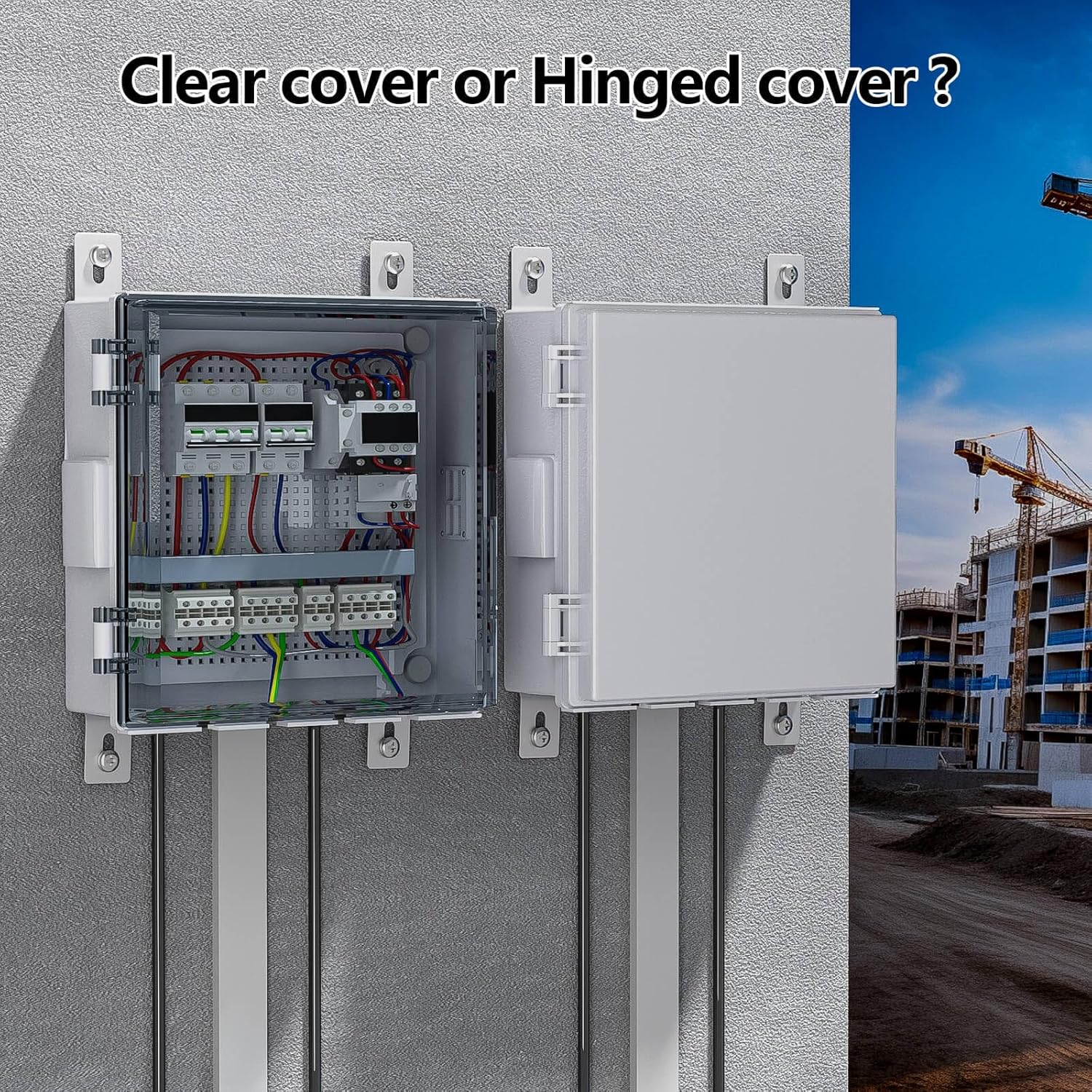 Electrical Junction Box, Ventilated Design, Cable Grommets, Indoor/Outdoor Use with Mounting Panel & Hinged Cover. Waterproof IP 65. (Grey Cover, 13"x13"x5.1")