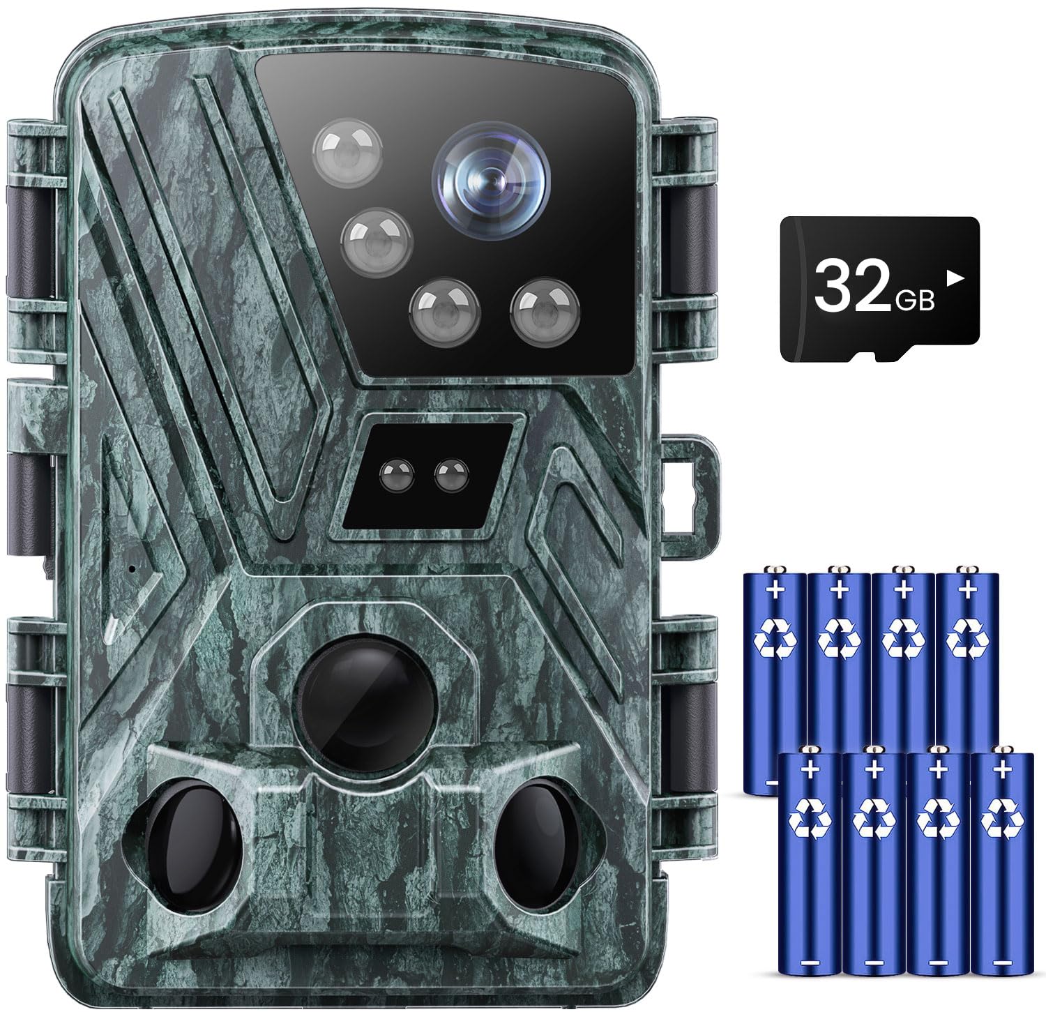 KJK 4K 32MP Trail Camera, Game Camera with Night Vision 0.1s Trigger Time Motion Activated, 85ft 120°Wide-Angle IP66 Waterproof Trail Cam with 2.4”LCD for Outdoor Garden Backyard Wildlife Monitoring