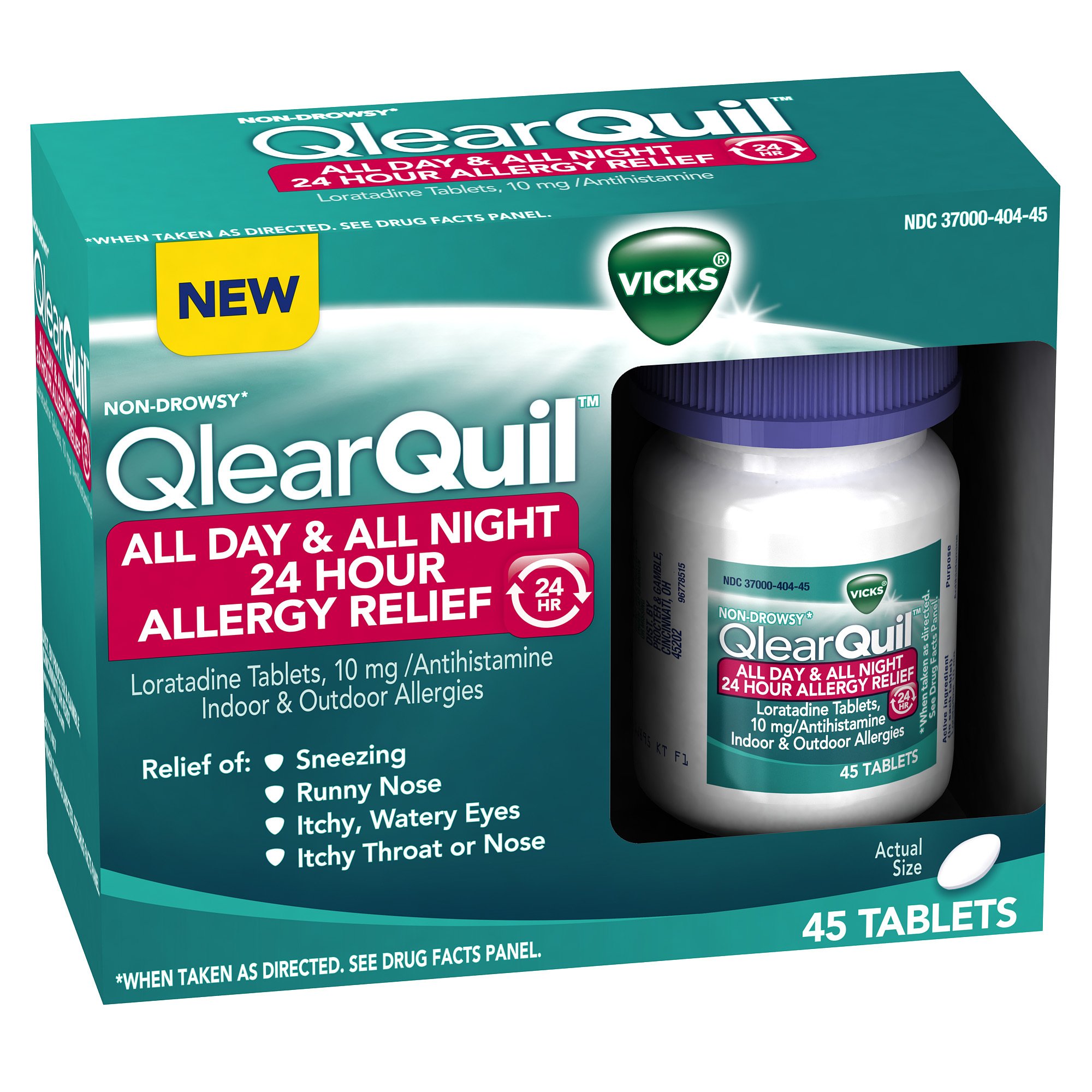 Vicks QlearQuil All Day & All Night 24 Hour Allergy Relief 45 Count