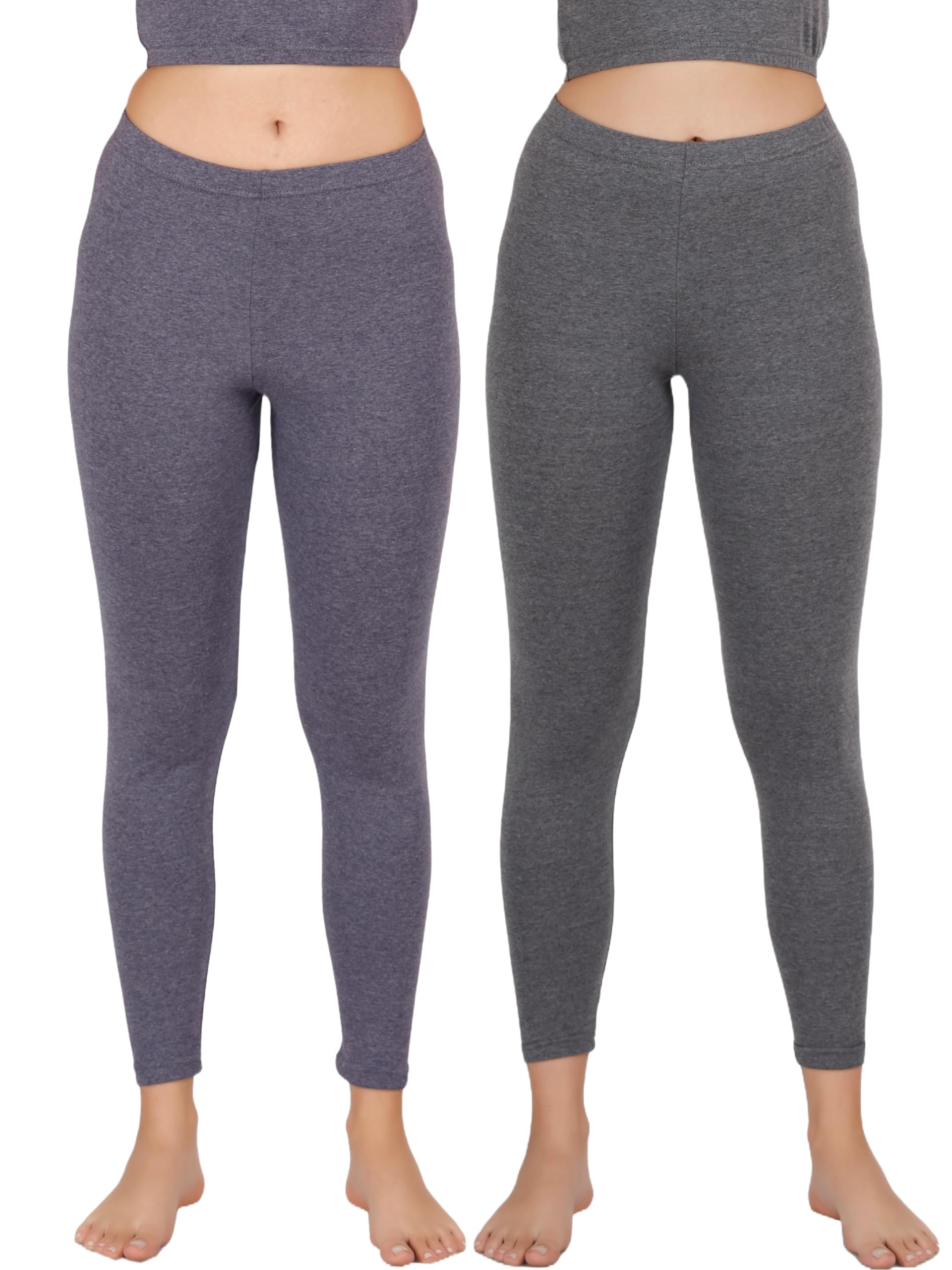 Pack of 2 Womens Solid Poly Cotton Lycra Thermal Pyjama-image-37