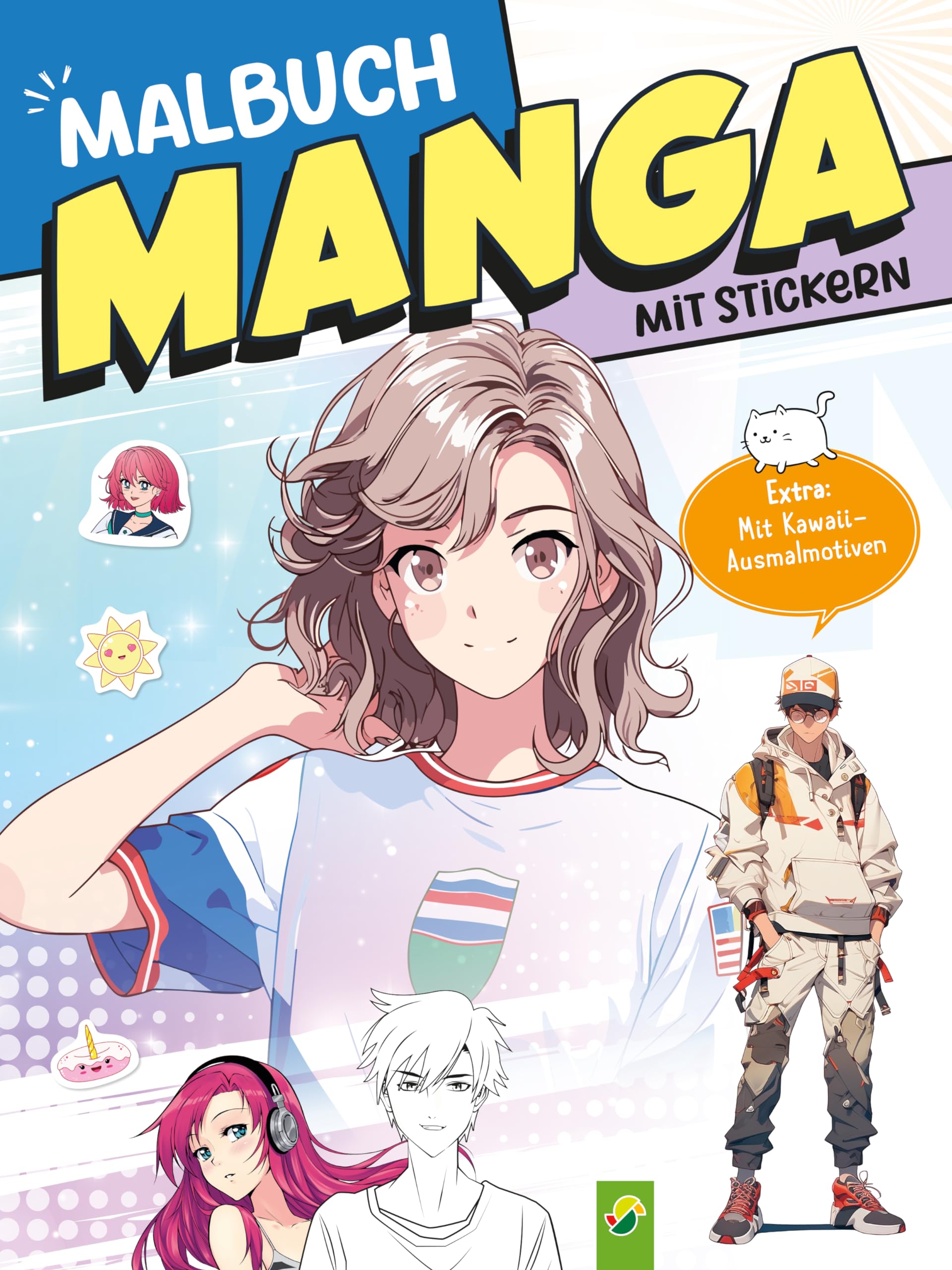 Extra dickes Manga-Malbuch mit Stickern zum Kreativsein und Entspannen für alle Manga-Fans!: Über 125 Ausmalbilder im Manga- und Anime-Style! Mit niedlichen Kawaii-Bildern