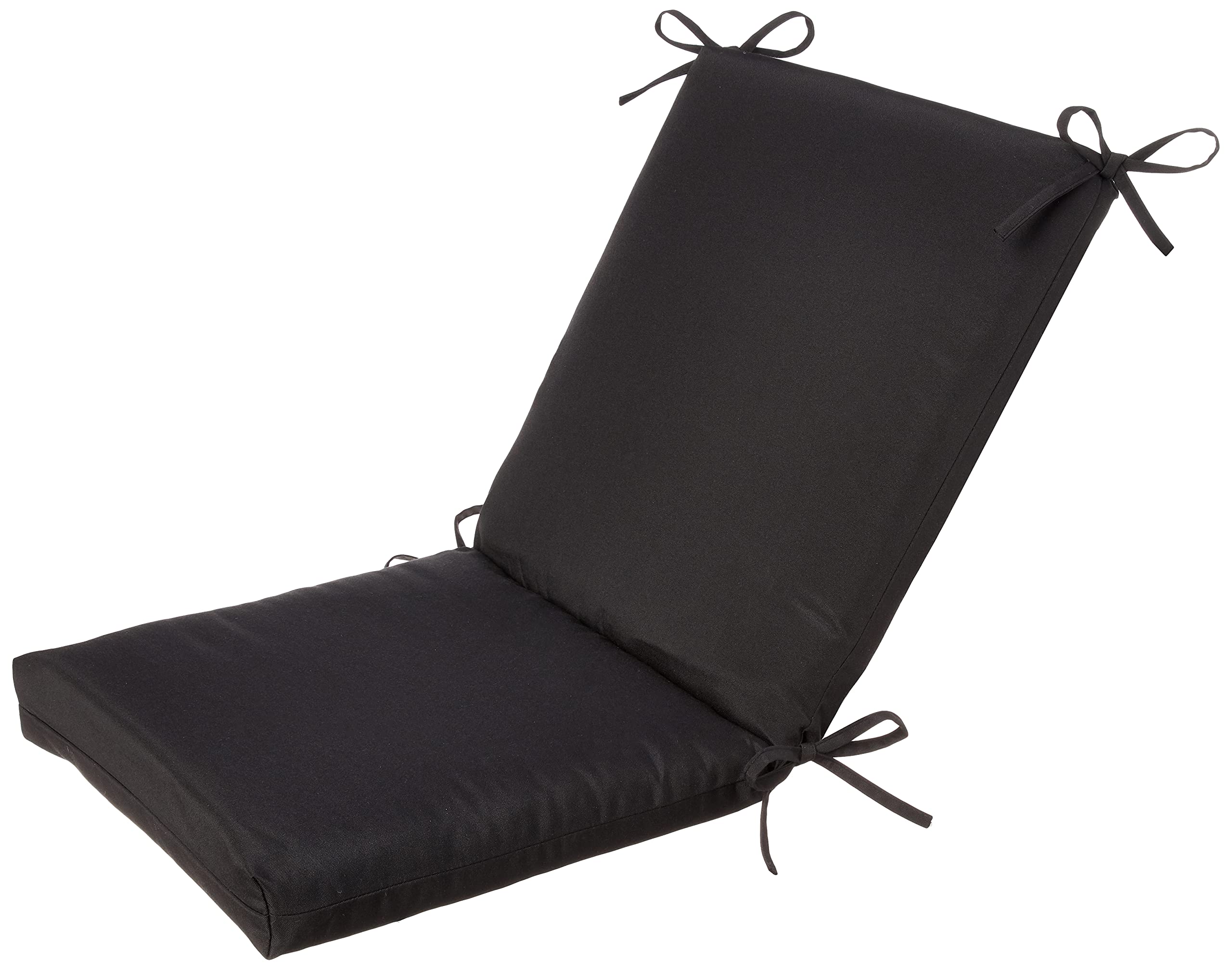 Pillow Perfect Fresco Solid Indoor/Outdoor One Piece Chair Cushion Deep Seat, Weather and Fade Resistant, Square Corner - 36.5" x 18", Black