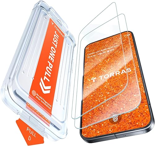 TORRAS Protector de pantalla de diamante de primera clase para Samsung Galaxy S24 protección duradera de grado militar 9H+ 0.04s desbloqueo de