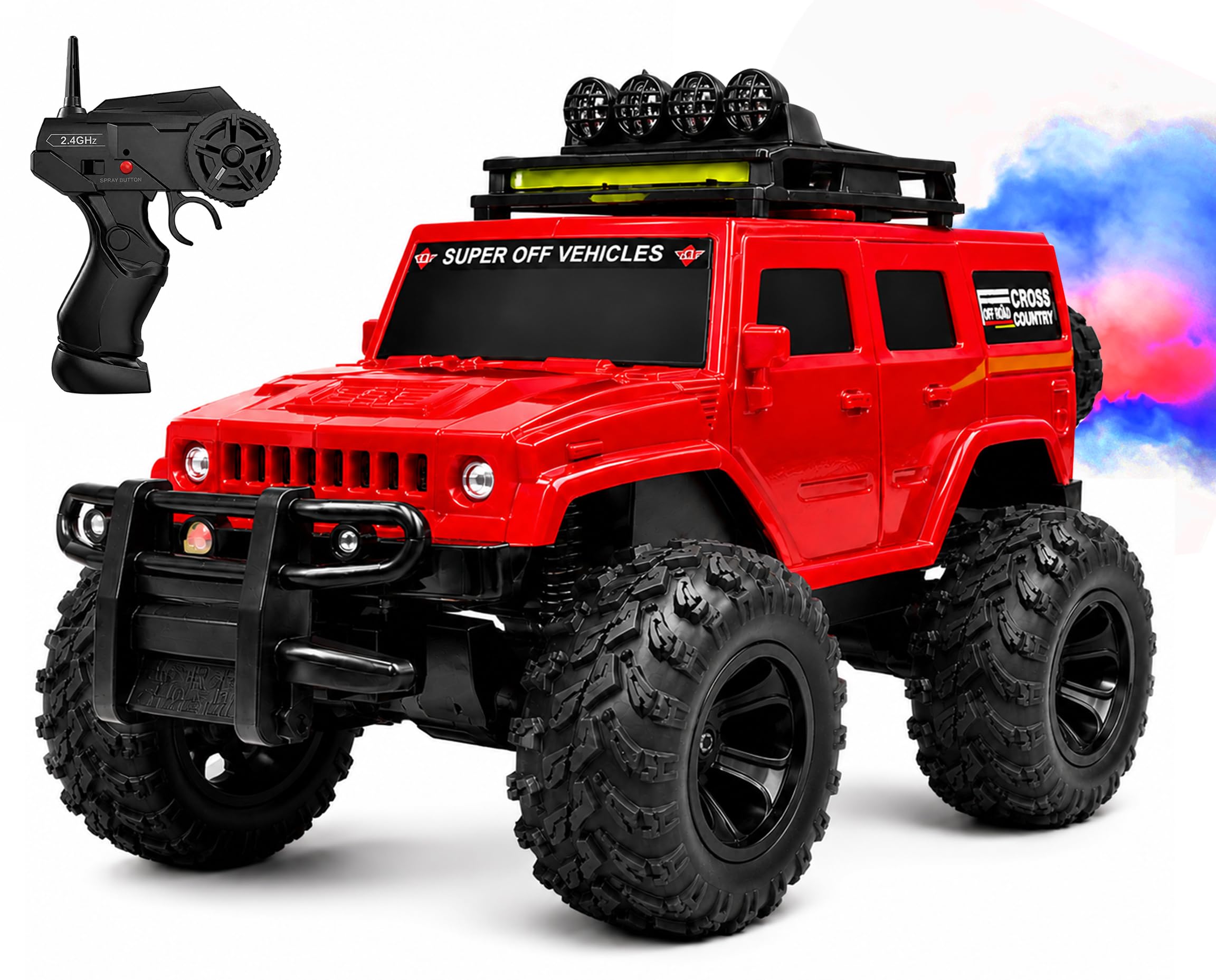 Red Remote Control Car | Off Roader | 4x4 Remote Control SUV Truck | LED Lights | USB Type-C Charging | Lithium Battery | 2.4GHz Controller | High Speed Off Roader-image-29