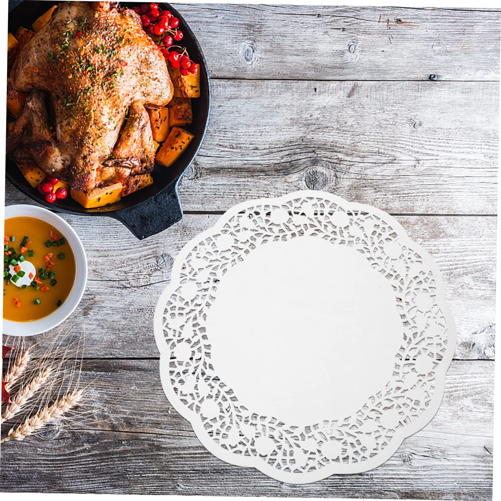 GRIRIW 140Sheets Lace Paper Doilies Round Food Paper Pads for Dessert Pastries and Snacks Elegant Greaseproof for Weddings Showers and Anniversaries