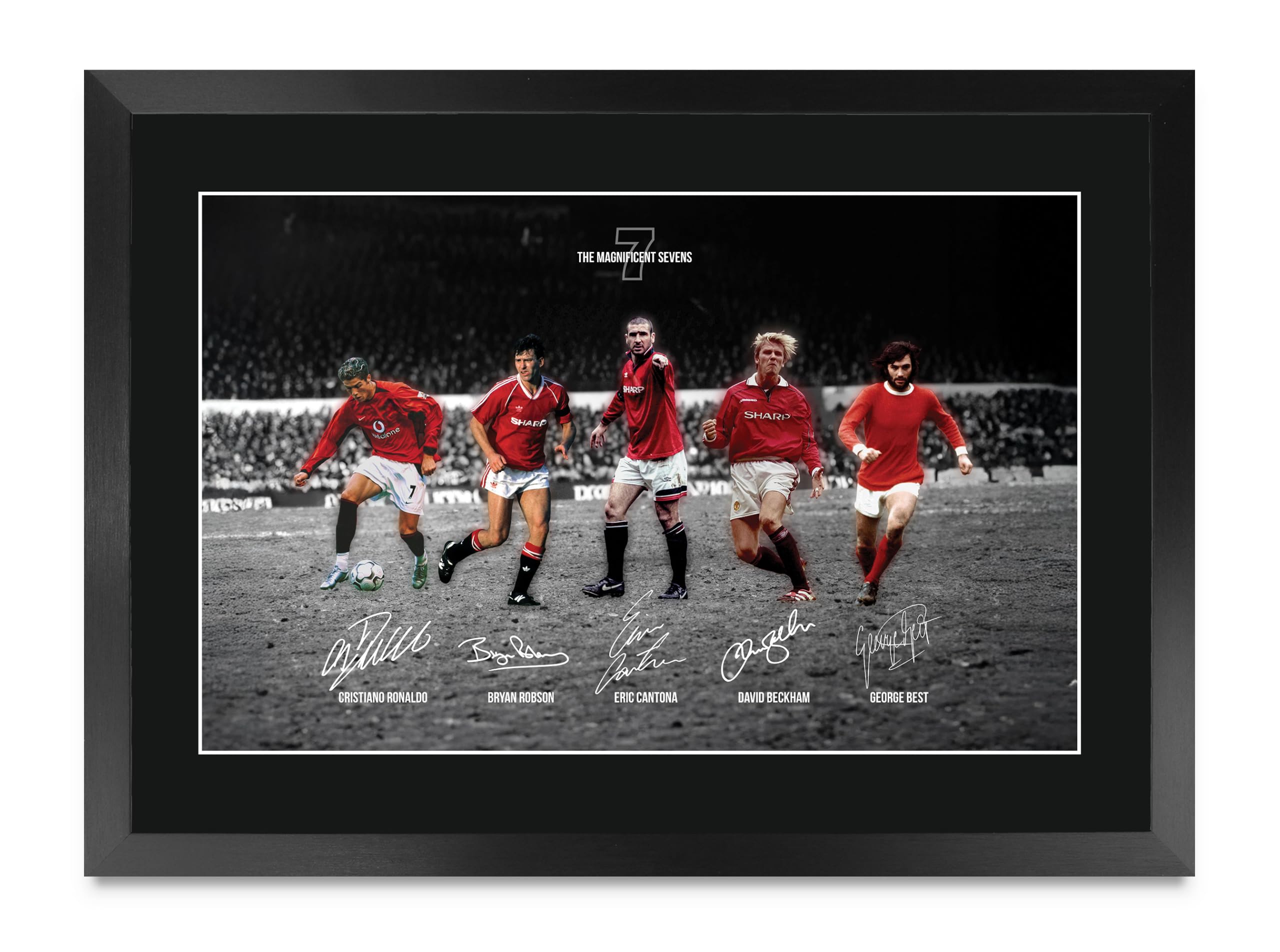 HWC Trading Manchester Red Devils United Magnificent 7s Gifts Printed Signed Autograph Picture for Football Fans and Supporters (ID-000026) - 16" x 12" Framed-image-21