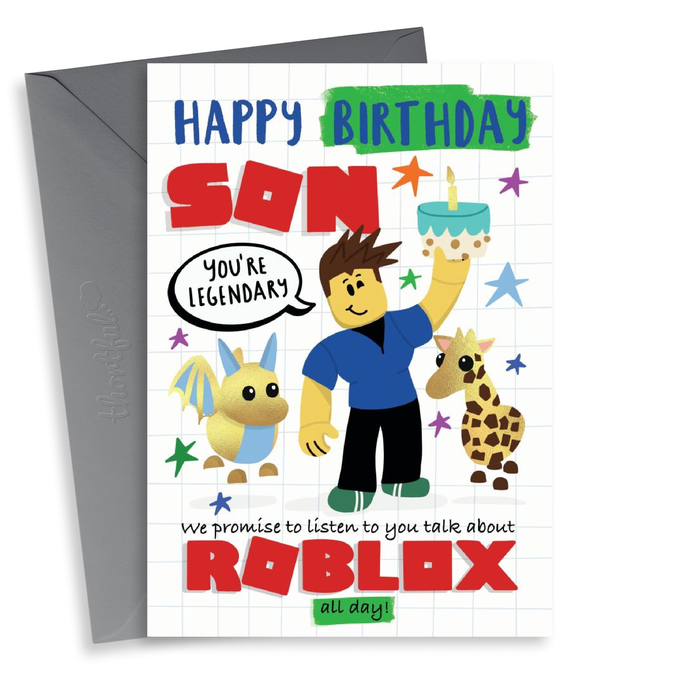 Roblox Birthday Card For Son | Happy Birthday Son Card From Mum or Dad | A5 Birthday Card For Gamer | Roblox Fan Gift | Card Blank Inside For Your Message