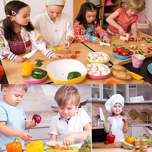 Miniatura 6 de RICHERI 3 cuchillos de cocina para niños cuchillo de plástico con borde dentado para niños frutas y verduras cuchillo de chef seguro para niños