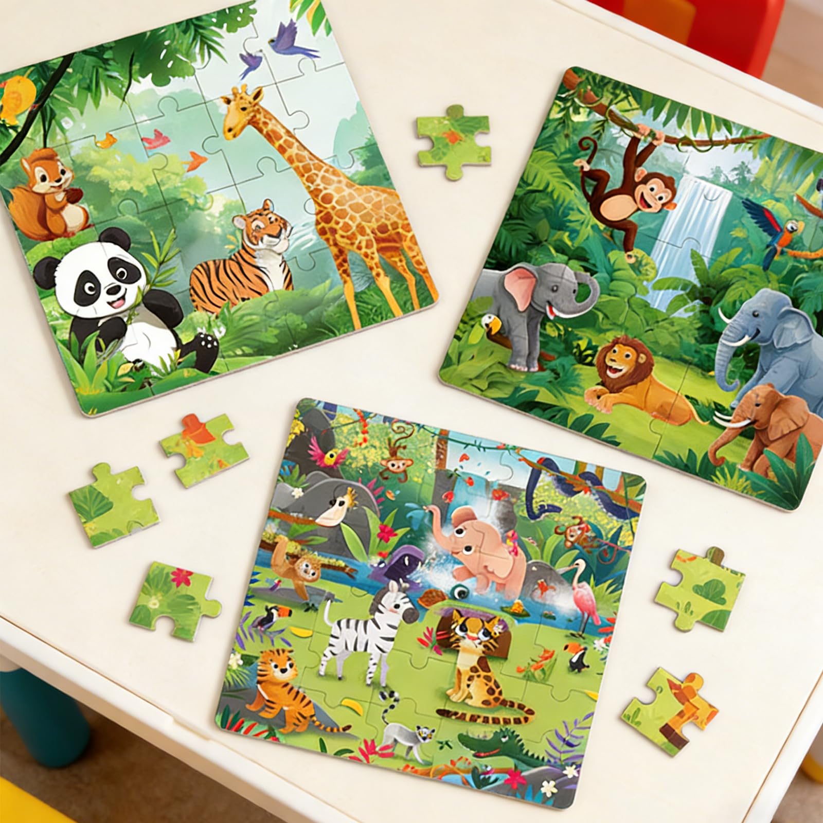 Veloray Puzzle magnetico per bambini dai 3 ai 6 anni - Set 3 in 1 con animali della foresta - 25 pezzi per puzzle su piastra magnetica - Gioco di apprendimento ideale per l'asilo