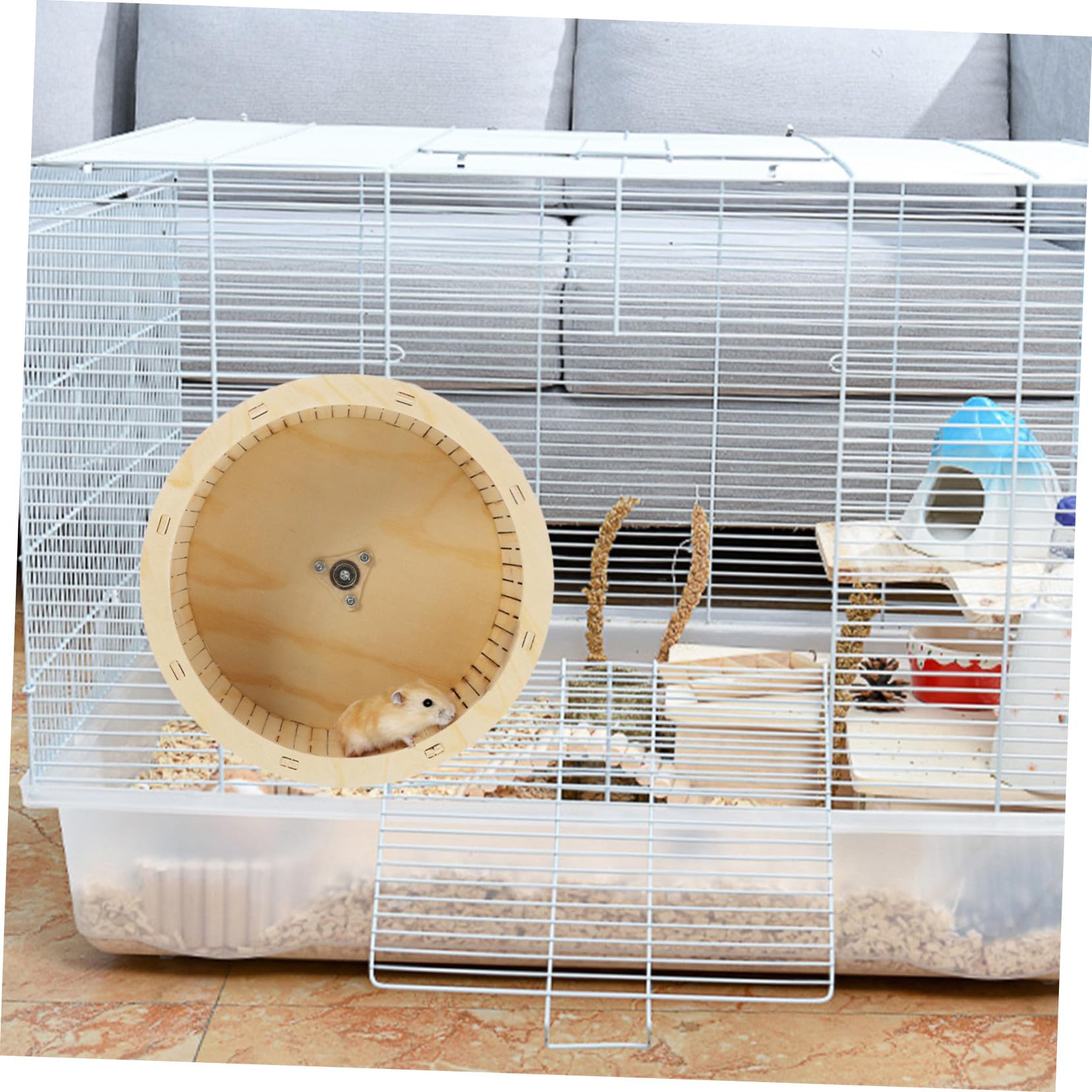Ruota in Legno per Criceti Gioco da Esercizio Silenzioso Antistress Design Ecologico Dimensioni 22 Cm per Roditori Animali Domestici