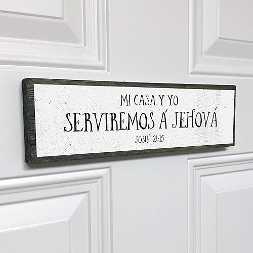Miniatura 8 de Mi Casa Y Yo Serviremos A Jehová Versículo de la Biblia en Español mensajes cristianos para decorar - Letrero de metal y madera